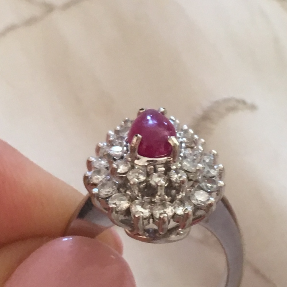 Solid 14k White Gold Genuine Ruby & Diamond Ring - image 4